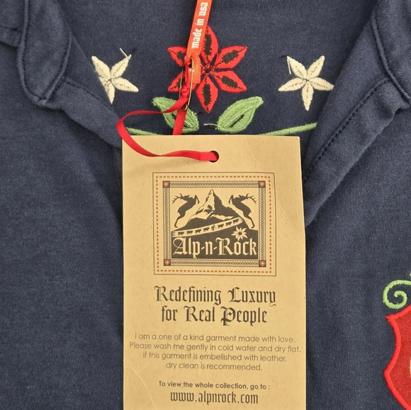 Alp n Rock Live to Ride floral Embroidered 3/4  Sleeve Top NWT - Picture 3 of 13